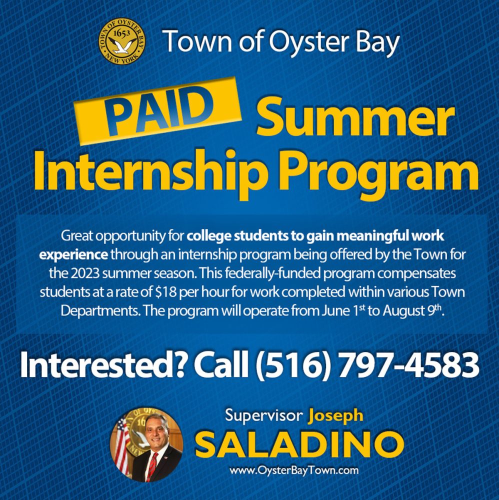 Town of Oyster Bay Announces Paid Internship Opportunities for College